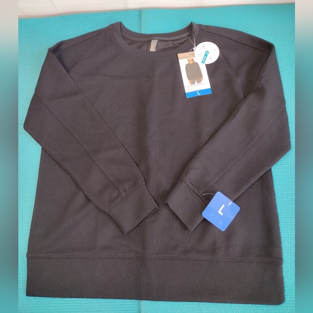 NWT Mondetta Womens Scuba Sweatshirt Pullover Soft Fleece Black - Size L